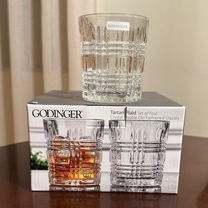 Godinger Tartan Plaid Crystal Glasses - Clear